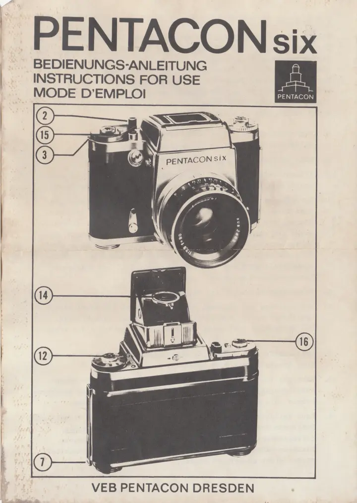 Bedienungsanleitung Pentacon Six - Cover
