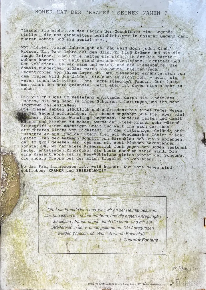Infotafel über den Krämer an der Poststation Ziegenkrug