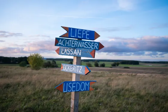 Wanderschilder auf dem Jungfernberg (es gibt nur einen Weg rauf und runter!)