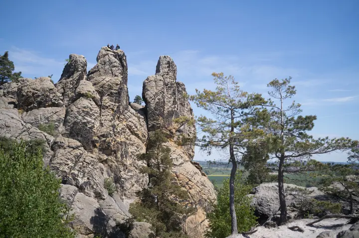 Das Hamburger Wappen mit Kletterern auf der Spitze