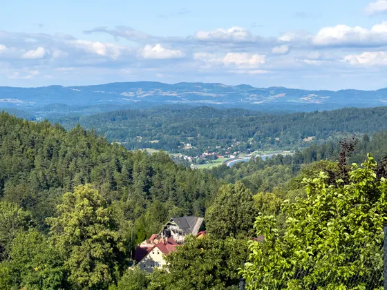 Blick von Przesieka zum Stausee
