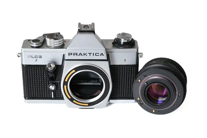 Praktica PLC3 Frontseite mit abgenommenem Objektiv