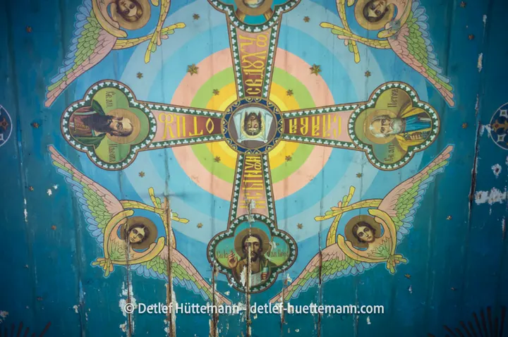 Deckenmalerei der lemkischen Holzkirche von Wygnanka