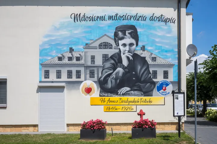 Wandgemälde in Rymanów (Polen) zum Gedenken an die Gräfin Anna z Działyńskich Potocka (1846–1926).