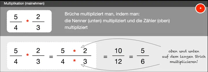 Multiplikation Brüche