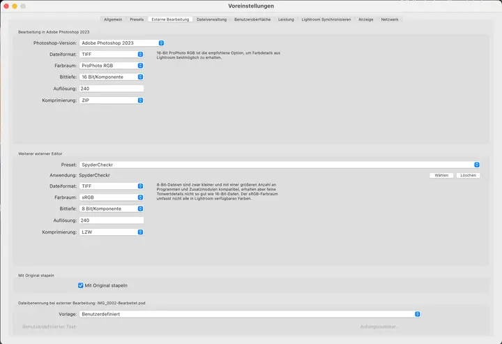Einrichtung Lightroom
