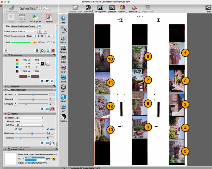 Reihenfolge, in der die Rahmen angelegt werden müssen